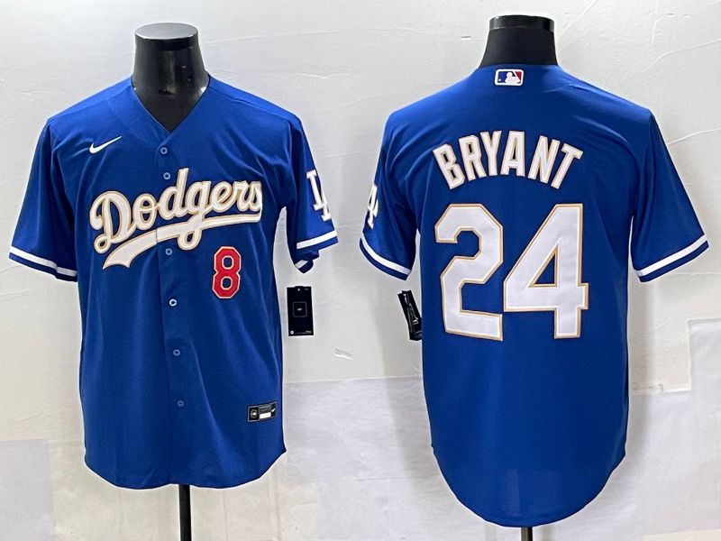 Men 2025 Los Angeles Dodgers 24 Bryant Blue gold Nike MLB Jersey style 7078